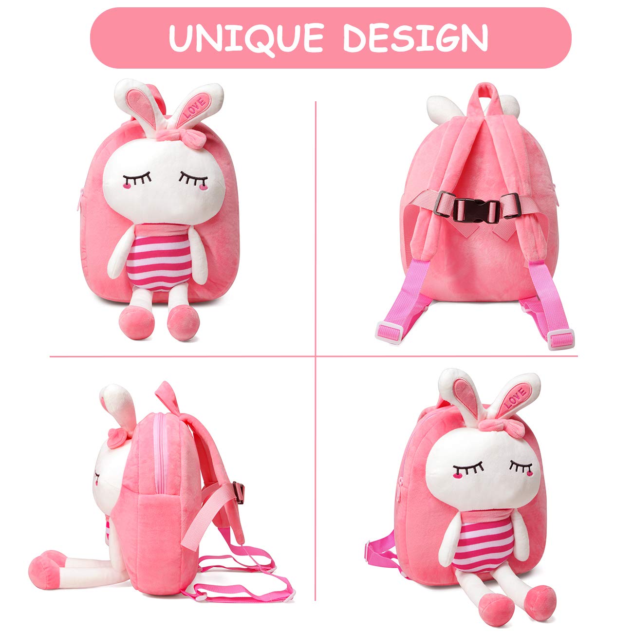 VASCHY Toddler Backpack, Baby Boys and Girls Cute Plush Animal Small Daycare Backpack for Baby Little Kids Yellow Cat