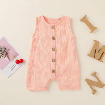 Infant Newborn Baby Boys Girls Cotton Linen Romper Summer Jumpsuit Sleeveless Overalls Clothing Set