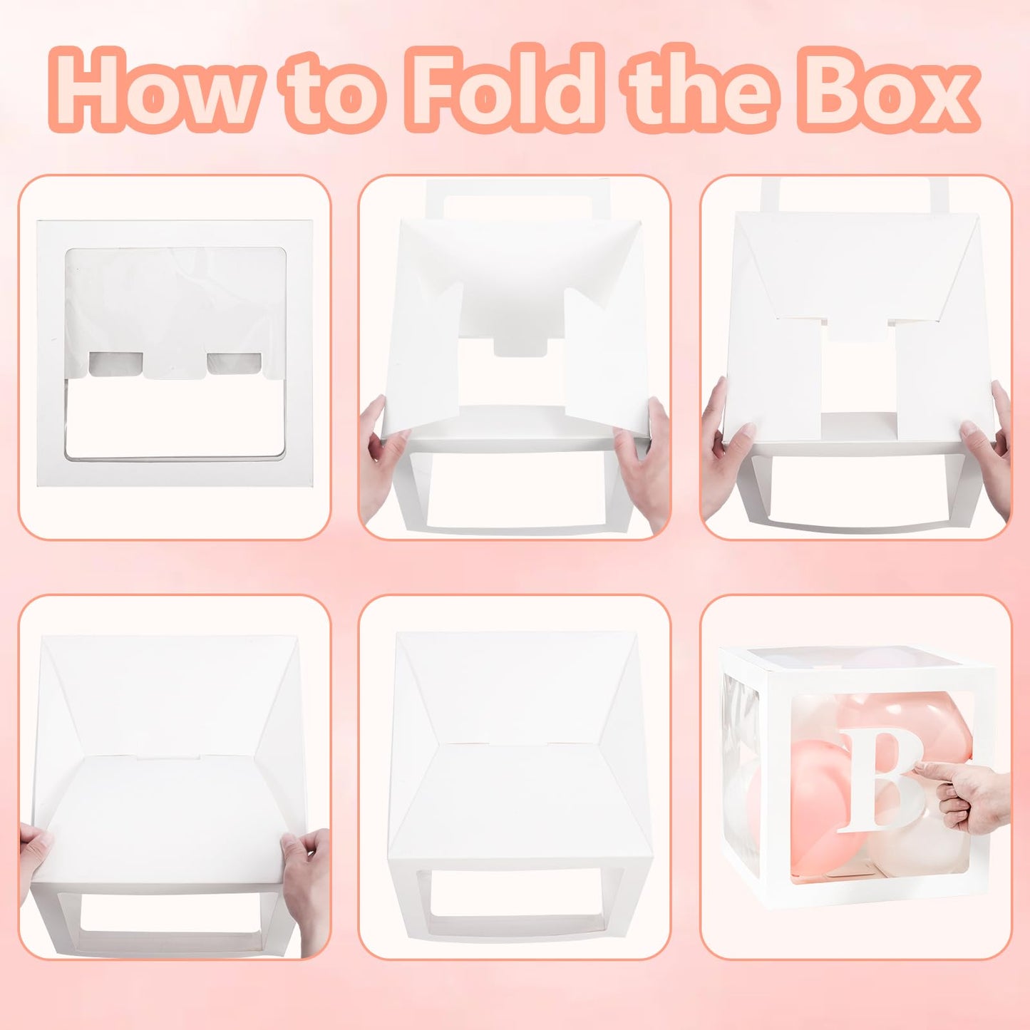 Baby Boxes with Letters for Baby Shower Decorations, Gender Reveal with 4 Pastel Balloon Boxes