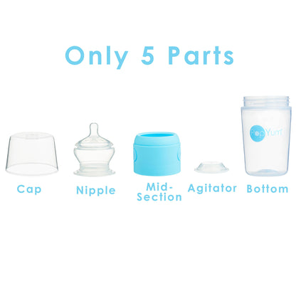 PopYum 9 oz Orange Anti-Colic Formula Making/Mixing/Dispenser Baby Bottle with #2 Medium Flow Nipple, 260 ml, BPA-Free, Natural Latch
