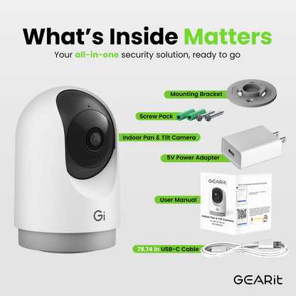 GEARit Baby Monitor with Camera & Audio 2K Video with Motion & Crying Detection, 2 Way Audio Easy WiFi Setup, Remote Monitoring - Easy to Set Crib Monitor with Adjustable Stand