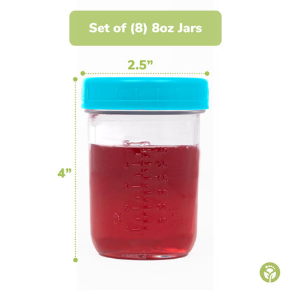 WeeSprout Glass Baby Food Storage Jars w/Lids (8 oz, 8 Pack Set) Snack, Puree, Reusable Small Containers, Breast Milk, Fridge or Freezer, Microwave & Dishwasher Safe, Essential Must Have for Infants