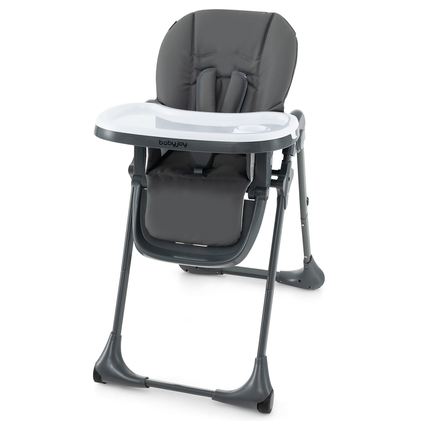 BABY JOY Convertible High Chair for Babies & Toddlers, Height Adjustable, Grow & Go High Chair w/Recline & Footrest, Removable Double Tray, Portable Baby Dinning Chair with Wheels (Beige)