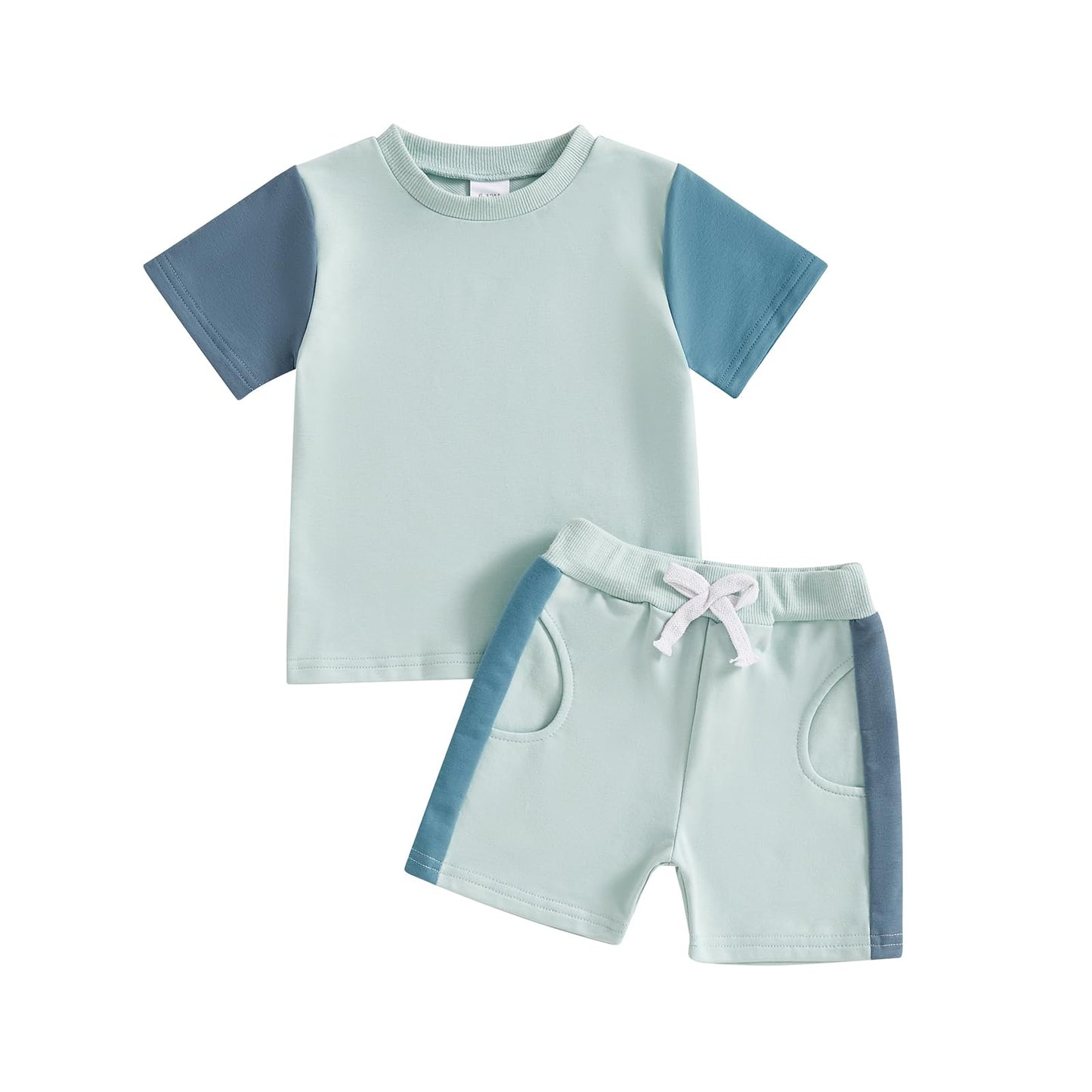 Infant Baby Boy Summer Clothes Outfit Color Block T-shirt Shorts Set Toddler Checkerboard Clothes 6 12 18 24 Months