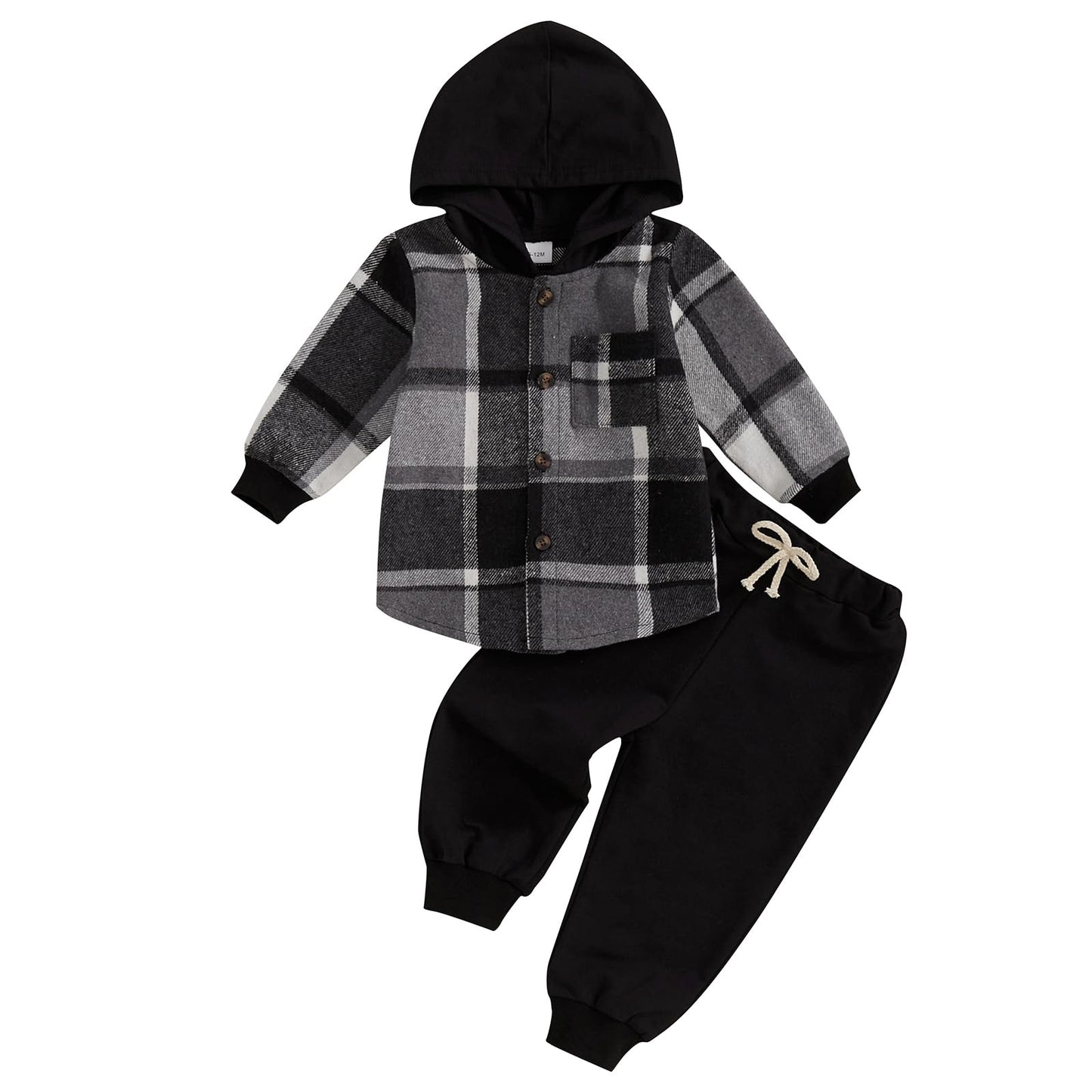 Infant Baby Boy Fall Winter Clothes Outfits Hooded Long Sweatshirt Pants Set Toddler Clothes 6 12 18 24 Months 2T