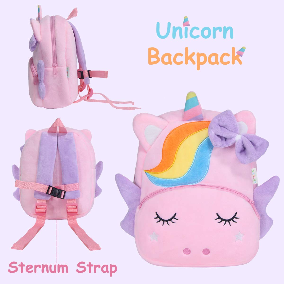 VASCHY Toddler Backpack, Baby Boys and Girls Cute Plush Animal Small Daycare Backpack for Baby Little Kids Yellow Cat