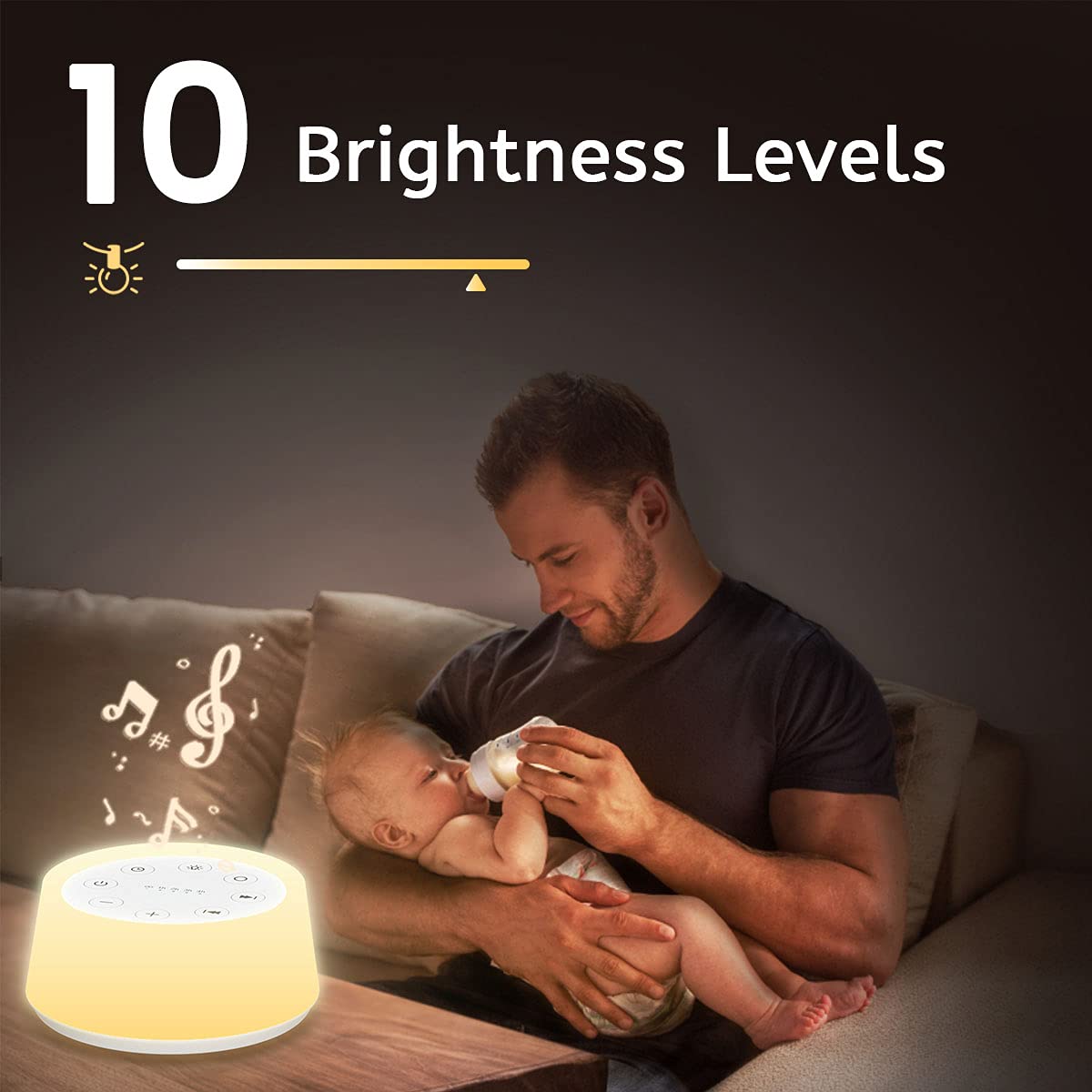 ColorsNoise Sound Machine and White Noise Machine with 30 Soothing Sounds with 12 Colors Baby Night Light with Memory Function (Black)