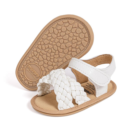 Babelvit Infant Baby Girl Boy Sandals Comfort Premium Summer Outdoor Casual Beach Shoes with Flower Bowknot Anti Slip Rubber Sole Newborn Toddler Prewalker First Walking Shoes