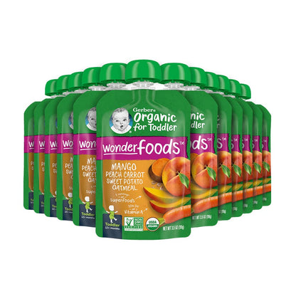 Gerber Organic Baby Food Pouches, Toddler, Banana Raspberry Yogurt Vanilla, 3.5 Ounce (Pack of 12)