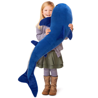 Tezituor 43.3 inch Giant Whale Stuffed Animal, Large Stuffed Whale Plush Ocean Toys, Hugging 4ft Soft Whale Plush Pillow for Girls Boys