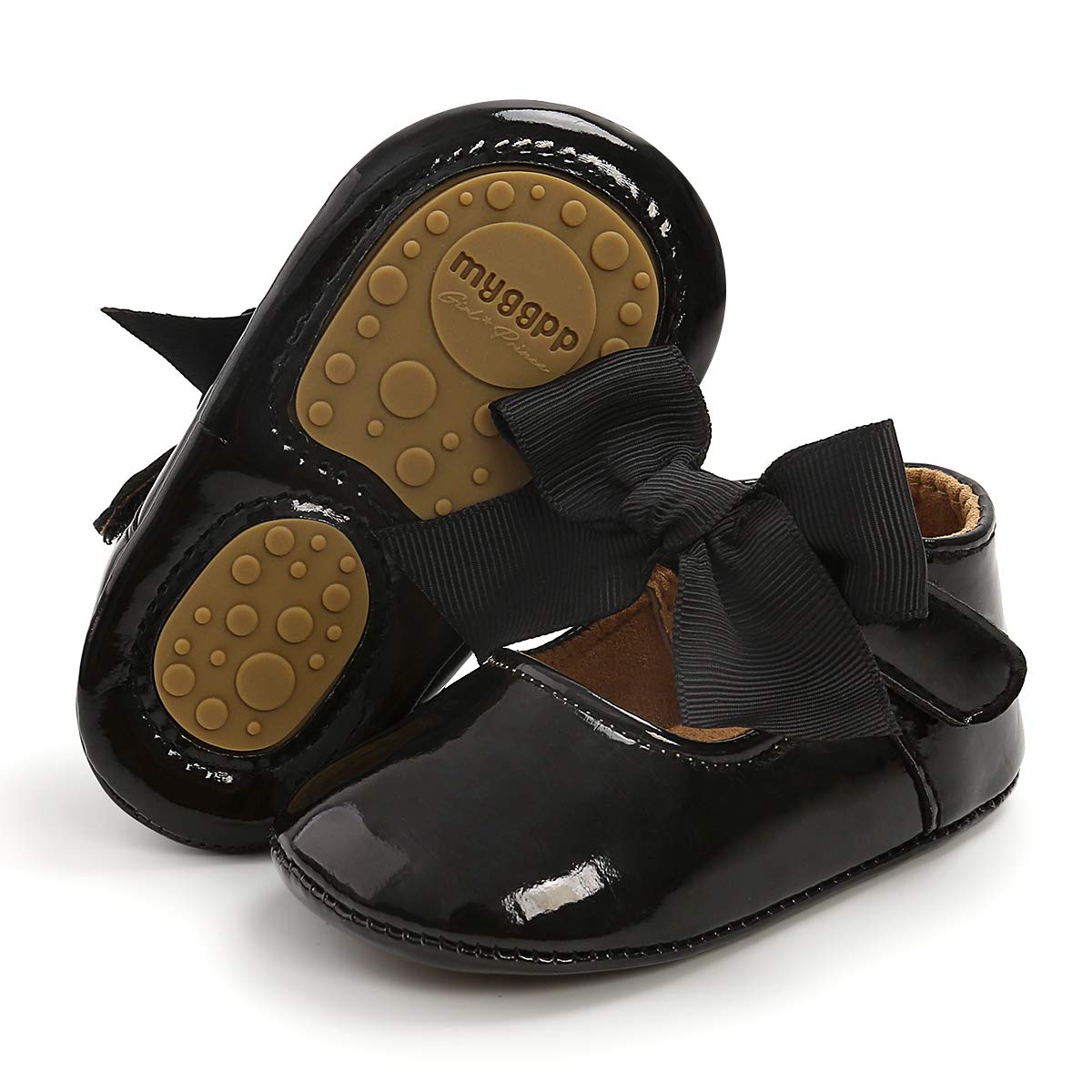 LAFEGEN Baby Girls Mary Jane Flats with Bownot Non Slip Soft Sole PU Leather Newborn Infant Toddler First Walker Cirb Dress Shoes