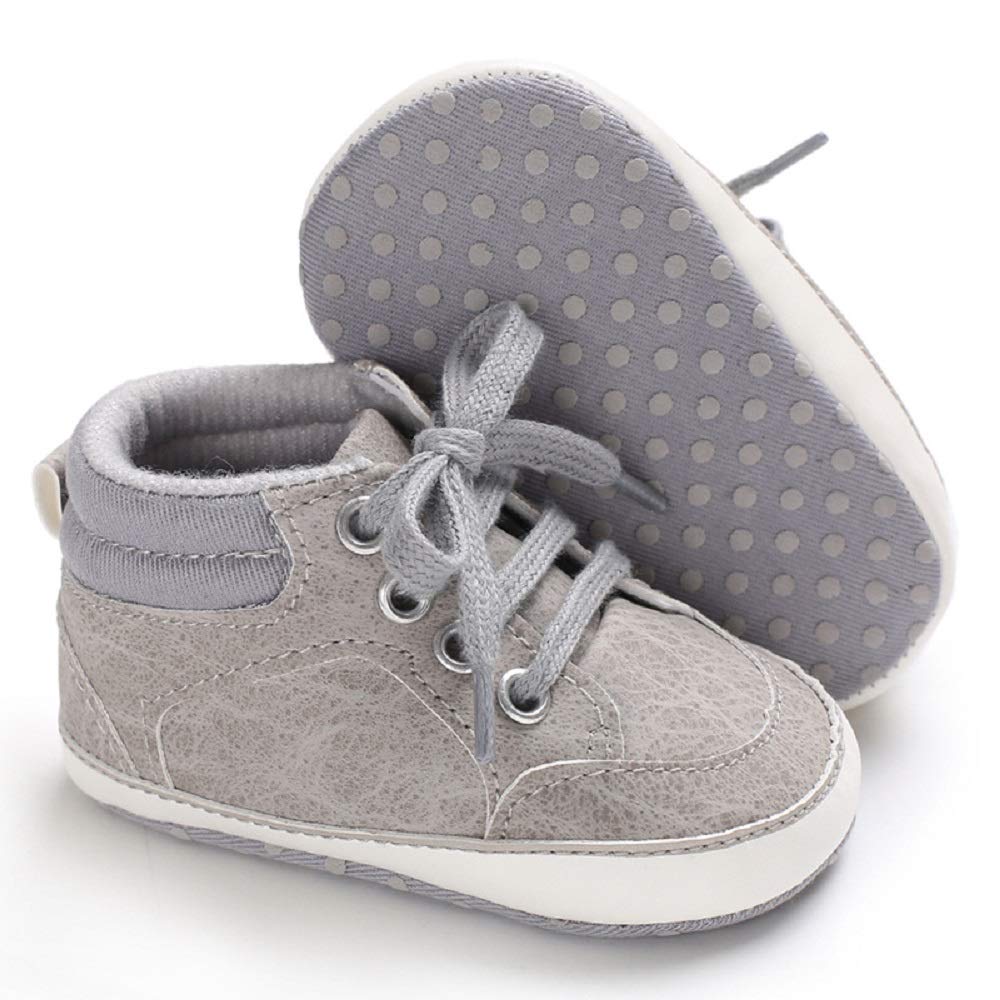 Meckior Toddler Baby Boys Girls High Tops Ankle Sneakers Soft Anti-Slip Sole PU Leather Moccasins Infant Newborn Prewalker First Walking Crib Shoes