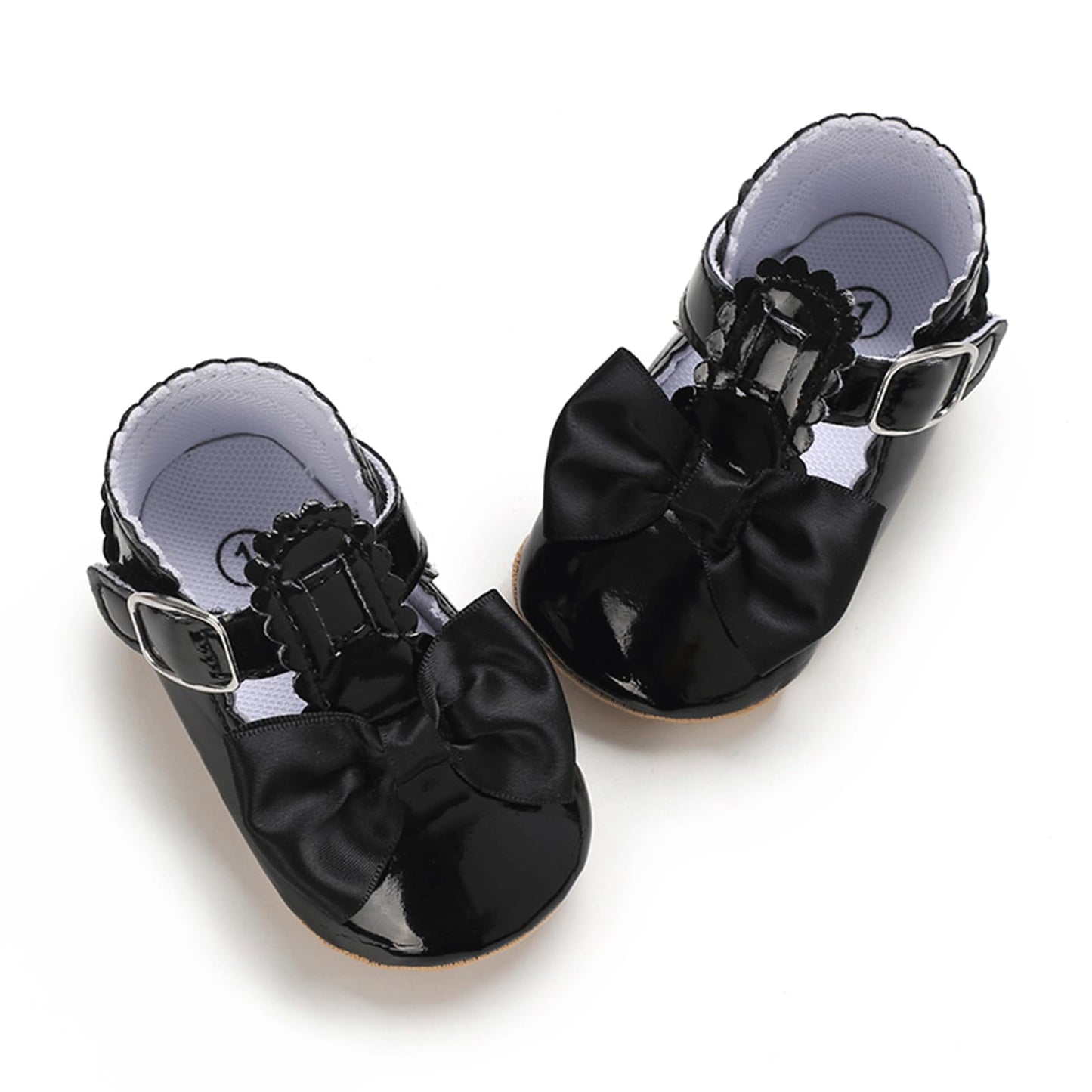 Baby Girl Mary Jane Flats Dress Shoes - Infant Newborn Shoes Anti-Slip Soft PU Leather Party School Wedding Princess Baby Girl Shoes 0-18M
