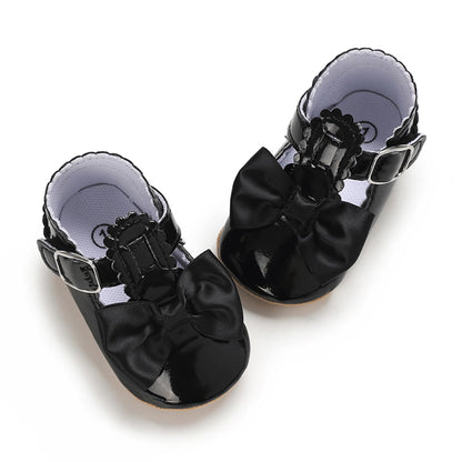 Baby Girl Mary Jane Flats Dress Shoes - Infant Newborn Shoes Anti-Slip Soft PU Leather Party School Wedding Princess Baby Girl Shoes 0-18M