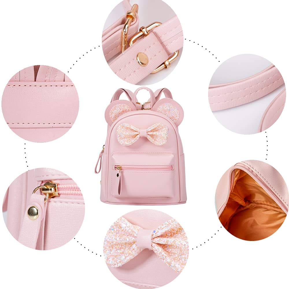 Cutest Toddler Polkadot Bow Mouse Ears Bag Mini Clear Fashion Shoulder Backpack for Teen Toddler Little Girls (clear)