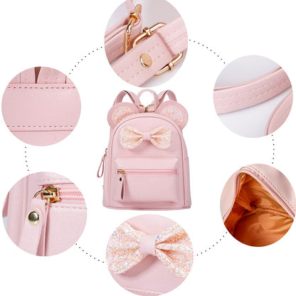 Cutest Toddler Polkadot Bow Mouse Ears Bag Mini Clear Fashion Shoulder Backpack for Teen Toddler Little Girls (clear)
