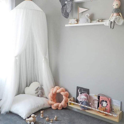 Bed Canopy for Girls - Princess Bed Canopy Mosquito Net Nursery Play Room Decor Dome Premium Yarn Netting Curtains Baby Game Dream Castle, Pink