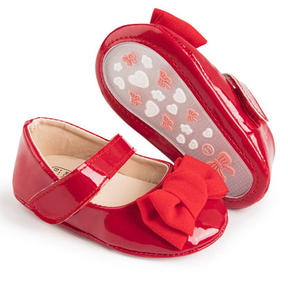 HsdsBebe Infant Baby Girls Mary Jane Flats Bow Non-Slip Soft Sole Princess Toddler First Walkers Sneaker Wedding Dress Shoes