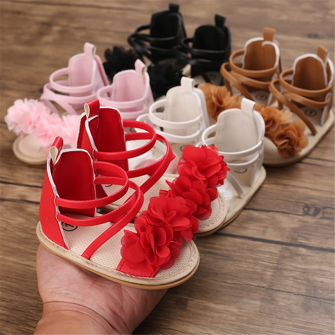 COSANKIM Baby Girl Sandals Rubber Sole Summer Outdoor Infant First Walker Crib Dress Shoes Baby Sandals