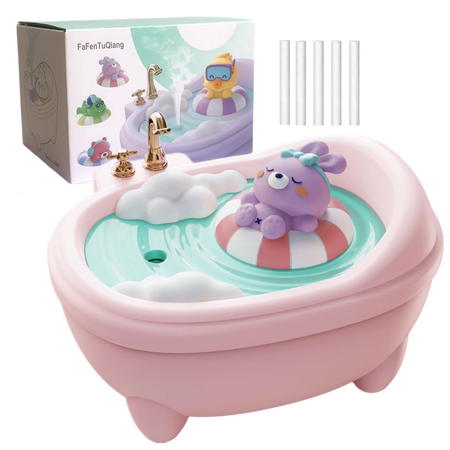 Cute Humidifier for Bedroom,Top Fill 0.34L Desk Mini Humidifier Aroma Diffuser,Cool Mist,20db Quiet,Easy Clean,Colorful Light, Auto Shut off,Small Humidifier for Baby Room,Plants,Home,Office (Purple)
