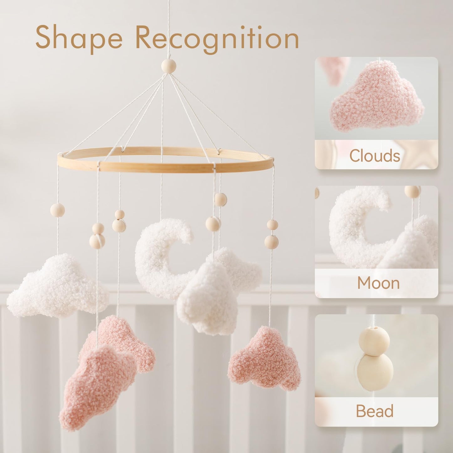 EERKEOD Baby Crib Mobile Bear Nursery Mobile for Boys Girls Teddy Velvet Mobile Nursery Decor for Infant Bedroom Hanging Baby Mobile for Bassinet Newborn Baby Gift（Brown Bear）