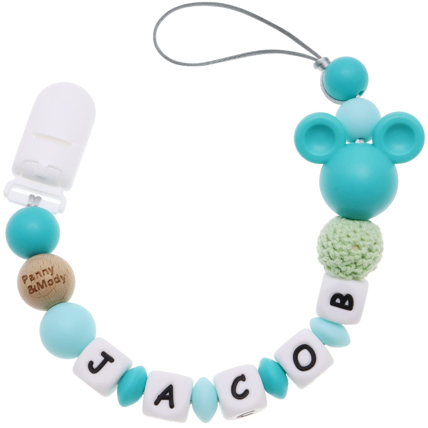 Personalized Pacifier Clip with Name, Customizable Mouse Pacifier Leash for Baby, Universally Fit All Pacifiers (Pink)