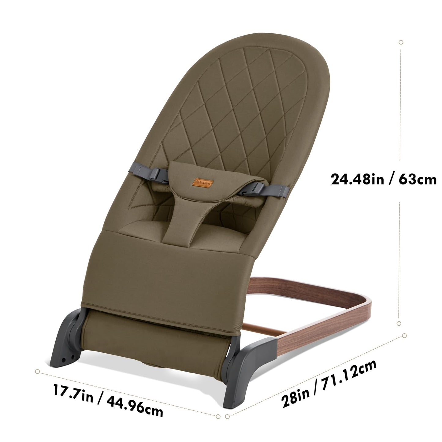 Foldable Baby Bouncer, Baby Seat with 3 Adjustable Heights, Portable Newborn Rocker, Ergonomic Bouncy Seat for Natural Bounce, Bouncer for Babies 0-6 Months, Soft Cotton (Beige)
