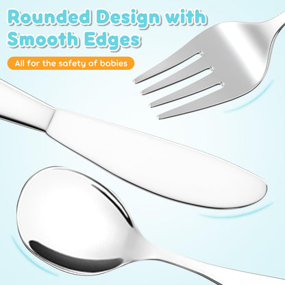 Lehoo Castle Kids Silverware Stainless Steel 6 Piece - Toddler Spoons and Forks Knife Set, Metal Kids Cutlery Set, Toddler Utensils Self Feeding (Dinosaur World)