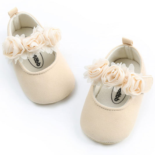 Baby Girls Mary Jane Flats with Bowknot Flowers Soft Newborn Infant First Walkers Crib Shoes Wedding Party Christmas Dress Shoes