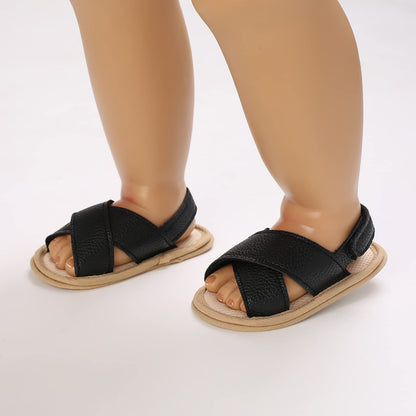 SOFMUO Baby Girls Sandals Premium Soft Sole Infant Indoor Flat Newborn Slippers Lightweight Comfort Toddler Summer Princess Dress Shoes