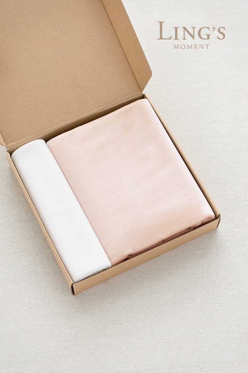 Ling's Moment Sheer Chiffon Table Cloth & Runner Set for 3x4ft Rectangle Table Decor in Dusty Rose & Blush for Wedding Reception and Parties