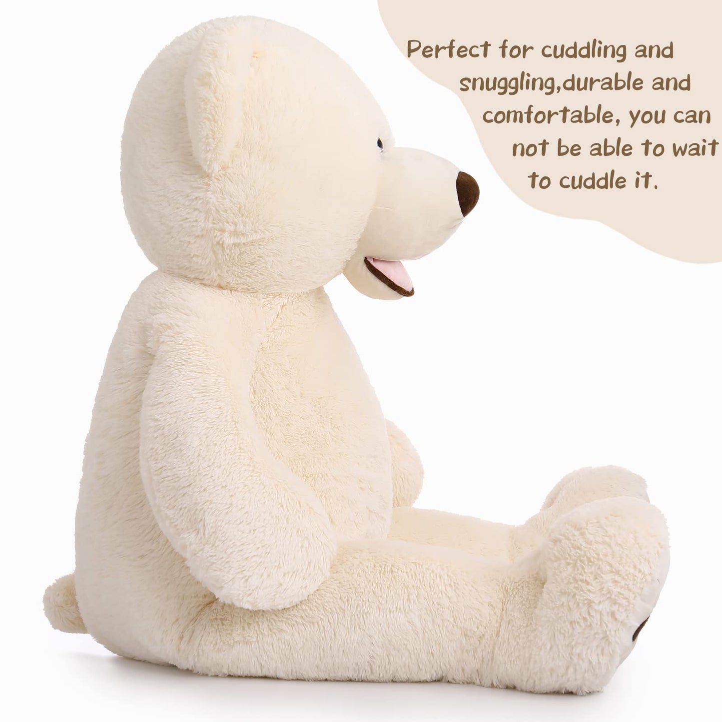 MorisMos Smile Giant Teddy Bear, 51inch Large Stuffed Bears with Big Footprints, Big Stuffed Animals Cuddly Plush Gifts for Girlfriends, Boyfriend, Dark Brown