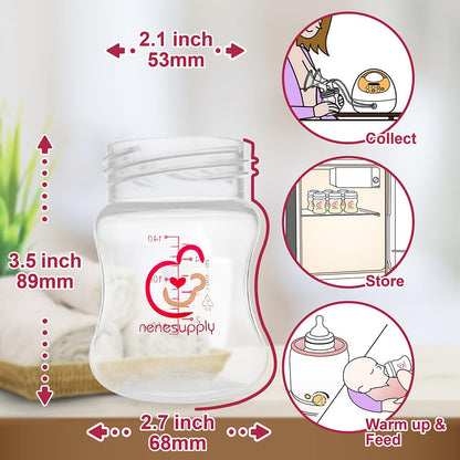 Nenesupply Natural Baby Bottles Newborn Feeding Bottles Slow Flow Breastfeeding Bottle for Breastfed Babies Wide Neck 9oz Anti Colic Level 2 Nipple for 1+ Month Infant Replace Spectra Bottle Pumping