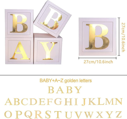 Baby Shower Decorations Baby Balloon Boxes Blocks with 30 Letters for Boy Girl 1st Birthday, Teddy Bear Baby Shower, Bridal Shower, Gender Reveal Party Decoration by QIFU
