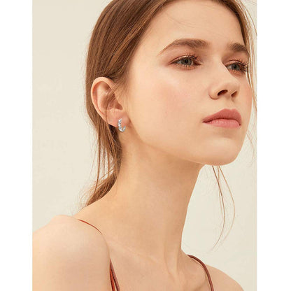 CiNily 14K White Gold Plated Small Hoop Earrings for Women Girls Heart Cubic Zirconia Hypoallergenic Earrings