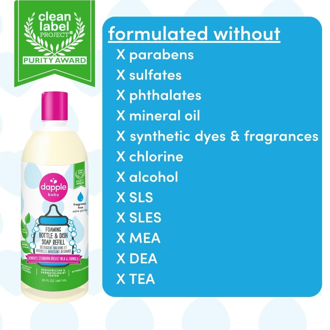 Dapple Foaming Dish Soap, Hypoallergenic for Sensitive Skin, Powered by Plants, Fragrance Free 13 Fl Oz (Pack of 1)