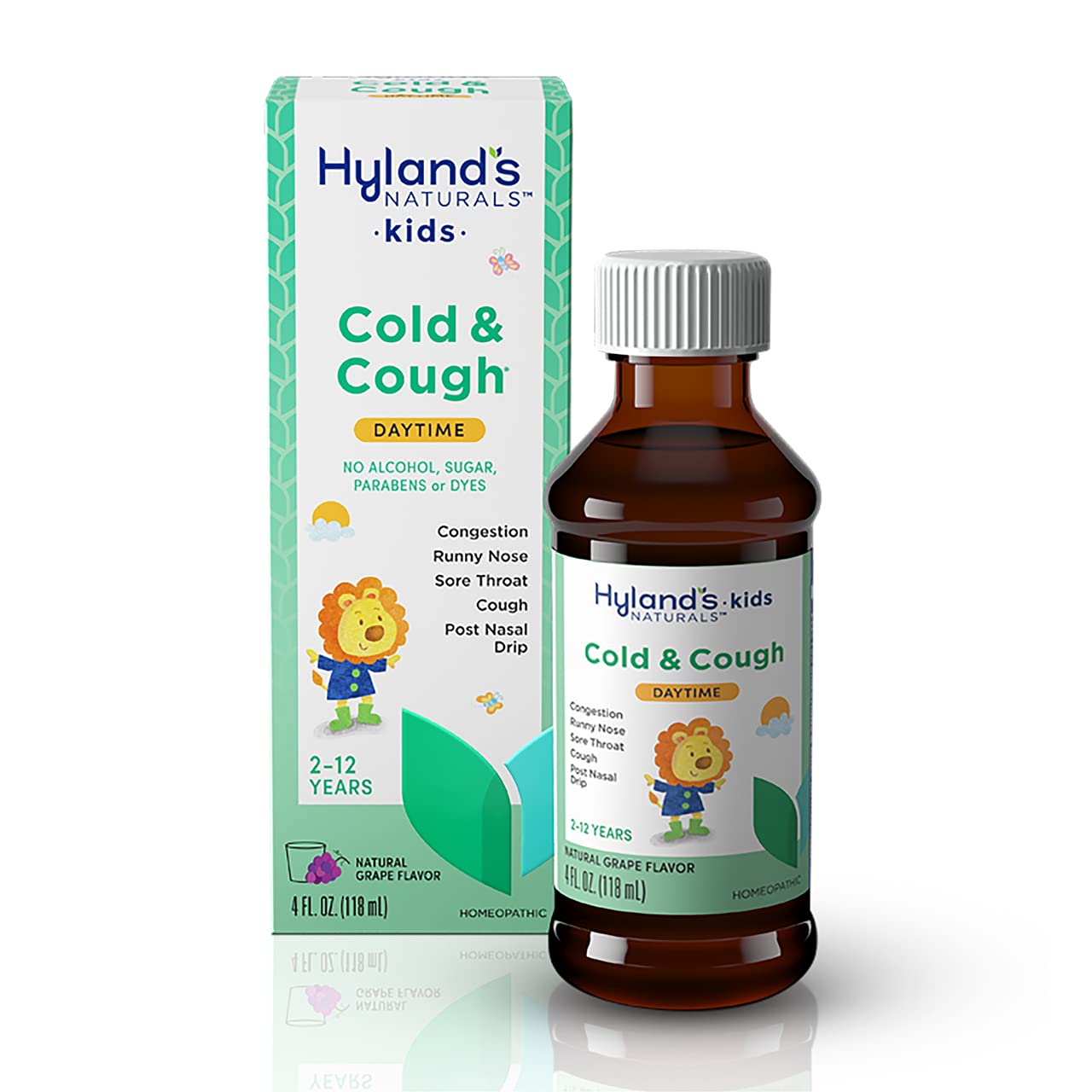 Hyland's Kids Cold and Cough, Day and Night Combo Pack, Cold Medicine for Ages 2 and up, Syrup Cough Medicine for Kids, Nasal Decongestant, 4 Fl Oz (Pack of 2)