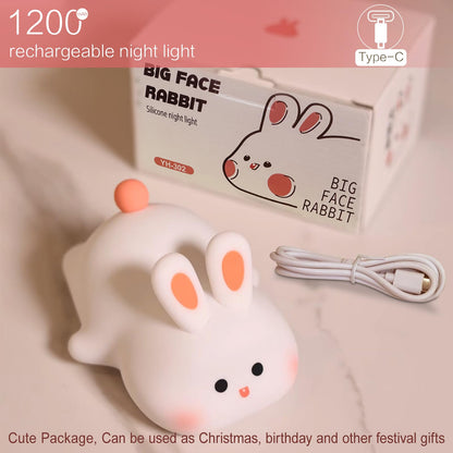 Sweet Heart Elephant Night Light, LED Squishy Novelty Animal Cute Lamp, Food Grade Silicone Nightlight, Dimmable Light Up Elephant Decor for Room College, Boys Girls White Elephant Gifts