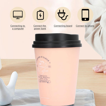 Humidifiers for Bedroom, 300ml Cool Mist Humidifiers, USB Mini Cute Coffee Cup Humidifier, Car Humidifier, Pink Desk Humidifier, Small Humidifier, Low Noise, Auto Shut-Off for Car, Plant, Office(Pink)