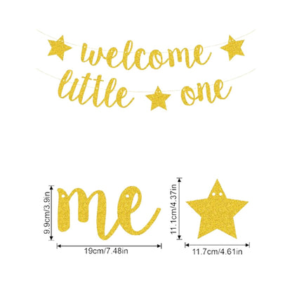Baby Shower Decorations, Birthday Banner, Welcome Little One Baby Banner for Pre-strung Welcome Sign Gender Reveal Party Neutral Decor Backdrops Supplies (Blue)