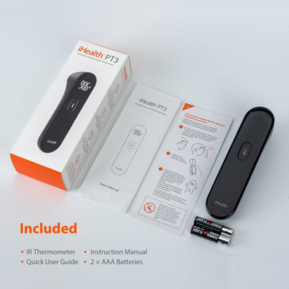 iHealth No-Touch Forehead Thermometer for Adults, Kids, Babies - FSA HSA Eligible, 3 Ultra-Sensitive Sensors, Quiet Vibration Feedback, Digital Large LED Digits, Easy to Use for Home & Nurses, PT3