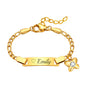 Personalized Baby Name Bar Bracelet: 18K Gold-Plated Custom Engraved ID Kids Charm Bracelets Jewelry Infant Girls Boys Toddler, Birthday Back to School Gifts Preppy Stuff for Daugther Son