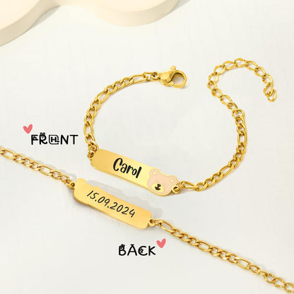 Personalized Baby Name Bracelet, 18K Gold Plated Customized Bracelets Id Protection Bracelet New Born Birthday Gift for Toddler Girls Boys