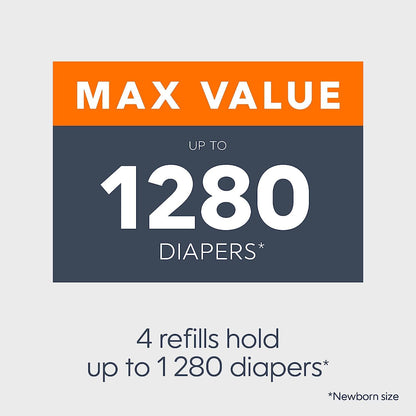 Diaper Genie Essentials Round Refill 8-Pack | Holds Up to 2560 Newborn Diapers | Features Unscented Continuous Film | Compatible with Diaper Genie Complete and Expressions Pails,8 Count (Pack of 1)