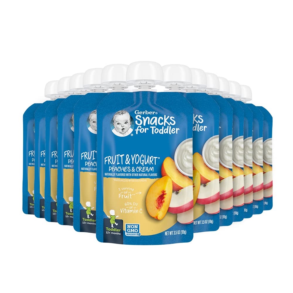 Gerber Baby Food Pouches, Toddler 12+ Months, Assorted Fruit Variety Pack, 3.5 Ounce (Set of 18)