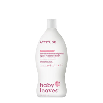ATTITUDE Baby Dish Soap and Bottle Cleaner, EWG Verified Dishwashing Liquid, No Added Dyes or Fragrances, Tough on Milk Residue and Grease, Vegan, Pear Nectar, 23.7 Fl Oz