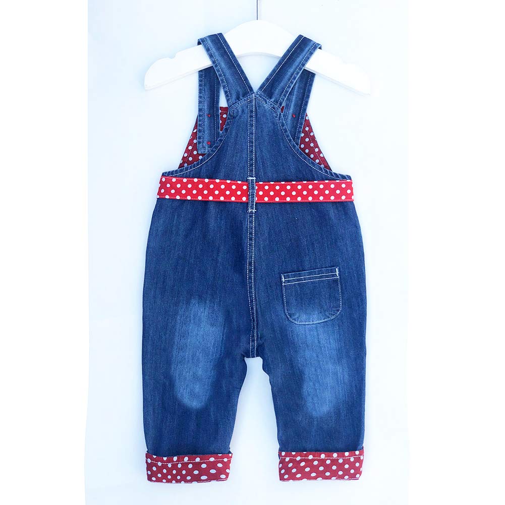 Peacolate 3months-3Years Baby Girls Denim Overalls Embroidery Bib Pants Jeans Jumpsuit