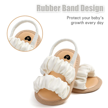CoKate Baby Girls Sandals Ruffle Bowknot Premium Soft Sole Anti-Slip Open Toe Breathable Summer Outdoor First Walker Shoes Baby Sandals 0-3 months girls
