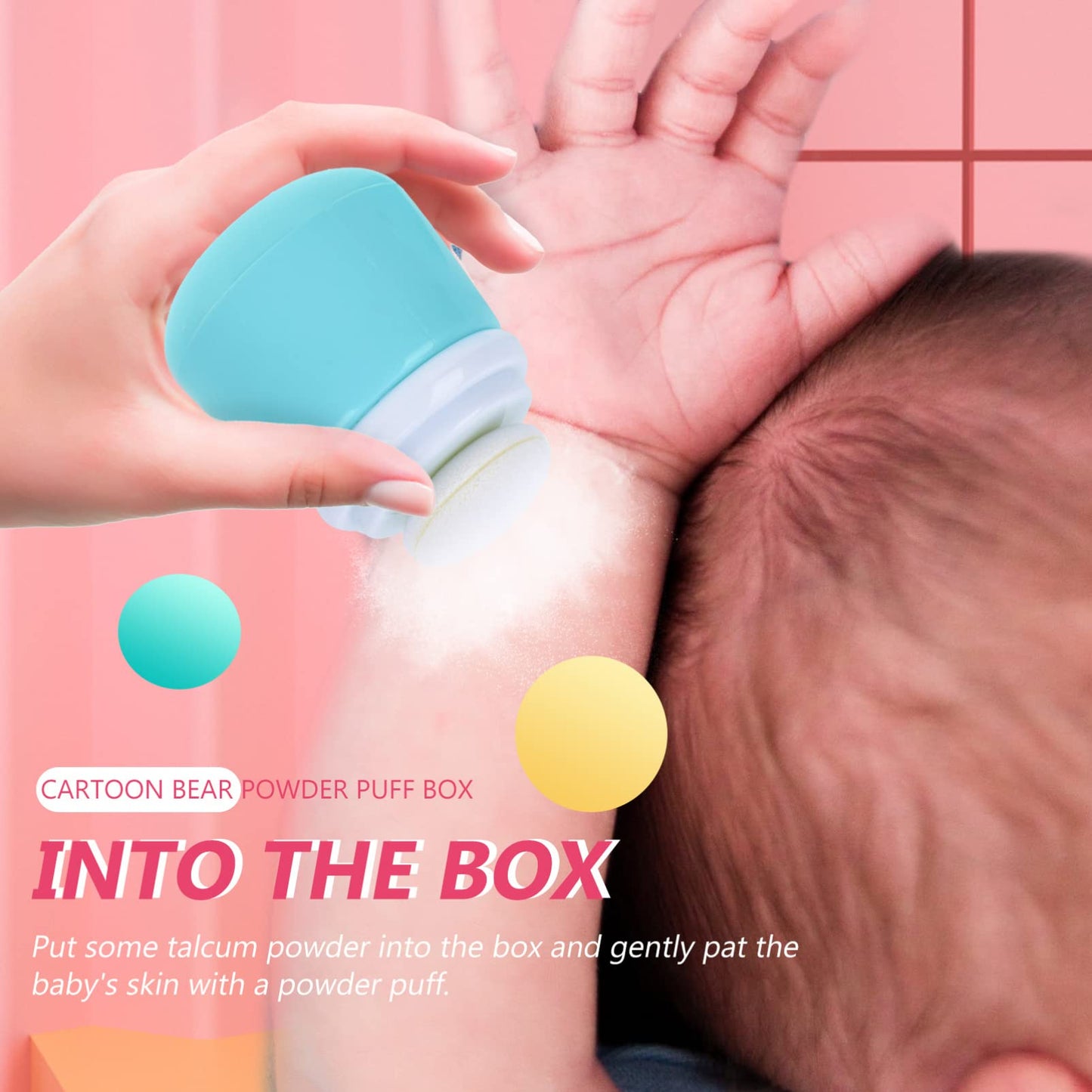Baby Powder Bottle: Cartoon Bear Powder Puff Box, Infant Loose Powder Box with Puff, Talcum Powder Container, Portable Powder Dispenser for Kids (Blue)