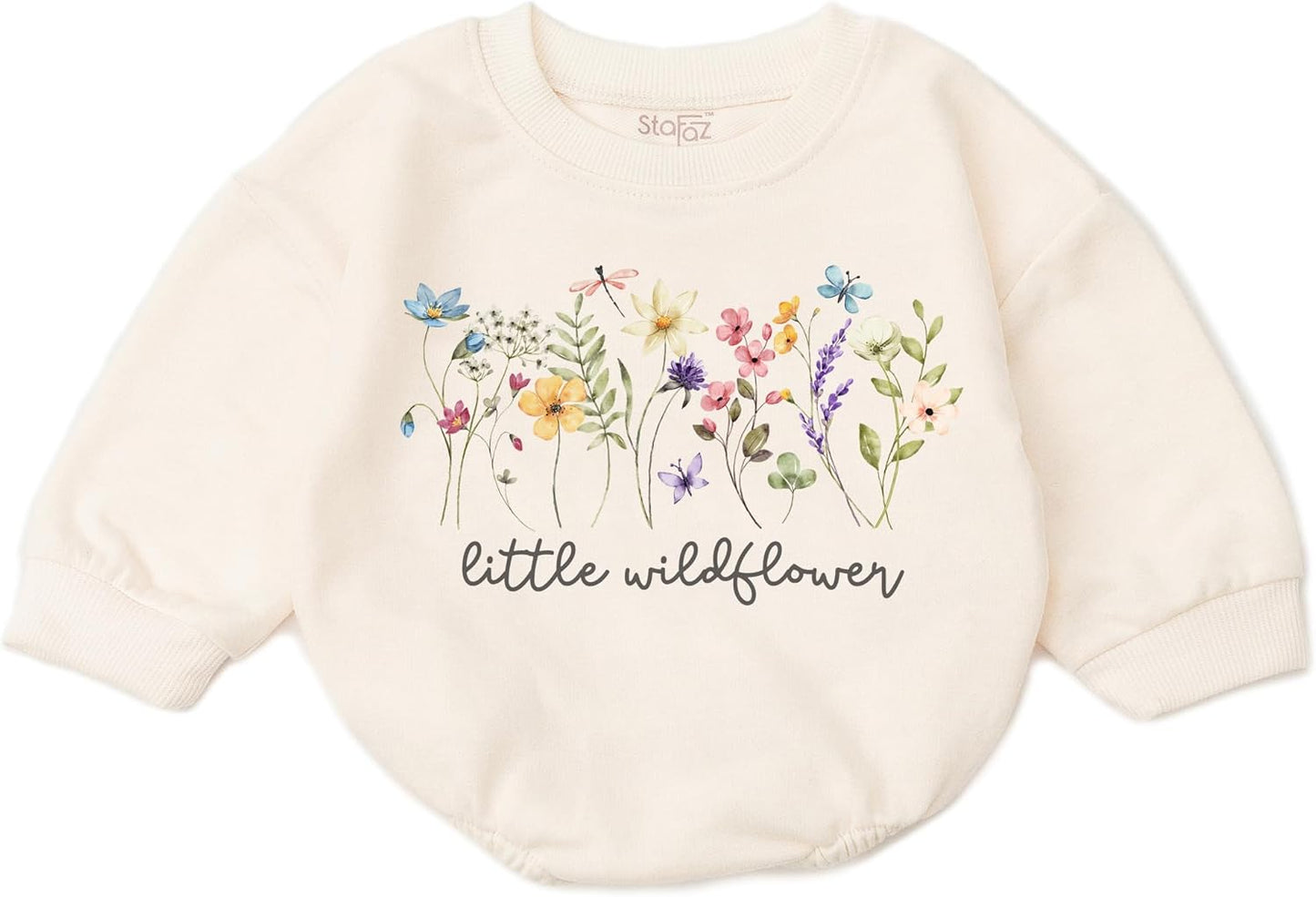 Wildflower Baby Girl Romper - First Birthday Outfit Flower Newborn Bubble Toddler Infant Long Sleeve One-piece Gifts